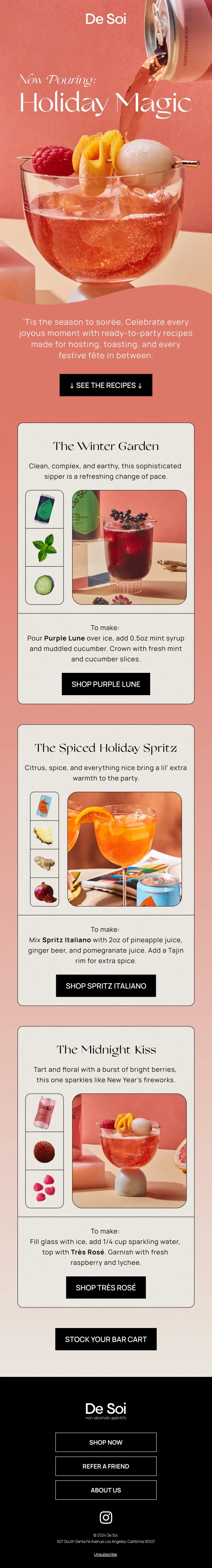De Soi holiday recipes email campaign