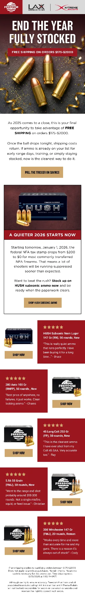 Freedom Munitions email campaign