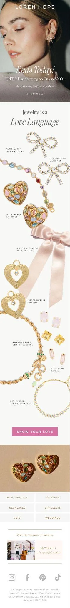 Loren Hope jewelry email campaign