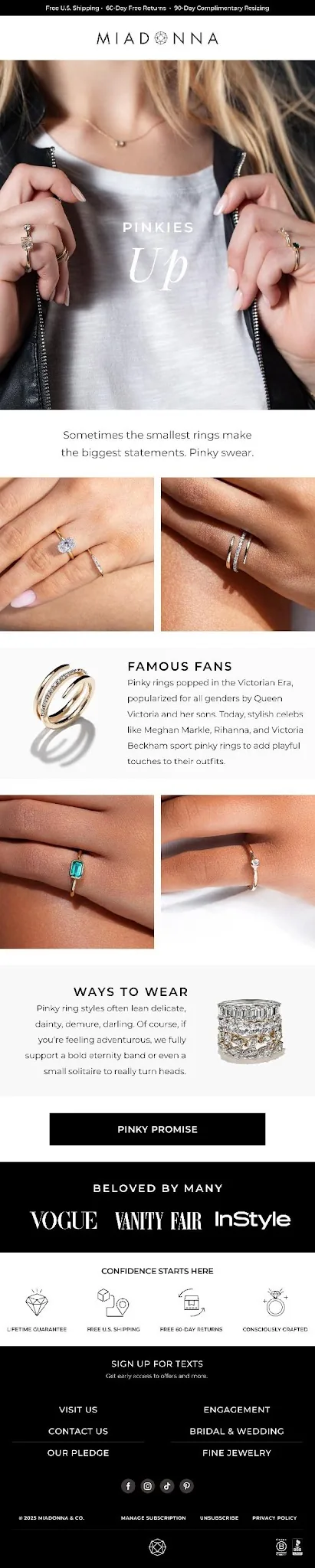 Miadonna jewelry email campaign