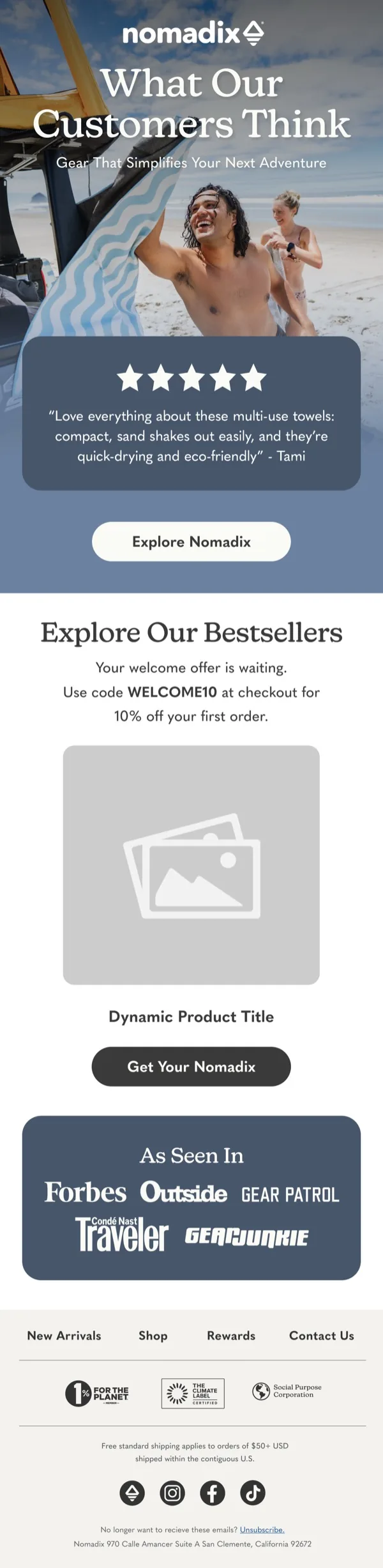 Nomadix customer testimonial email campaign