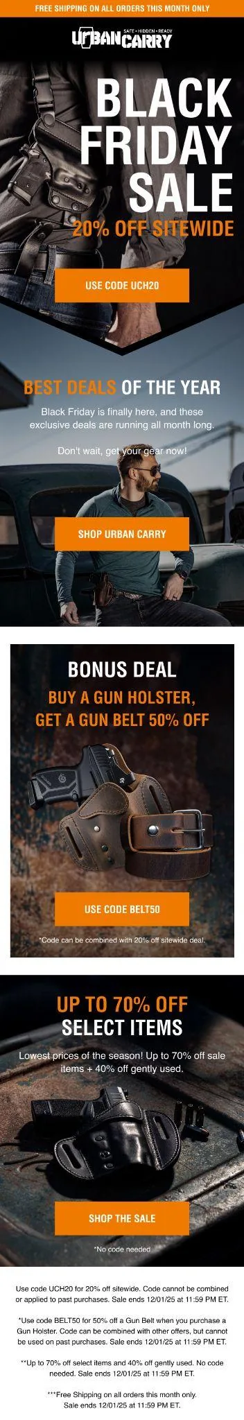 Urban Carry Black Friday email campaign